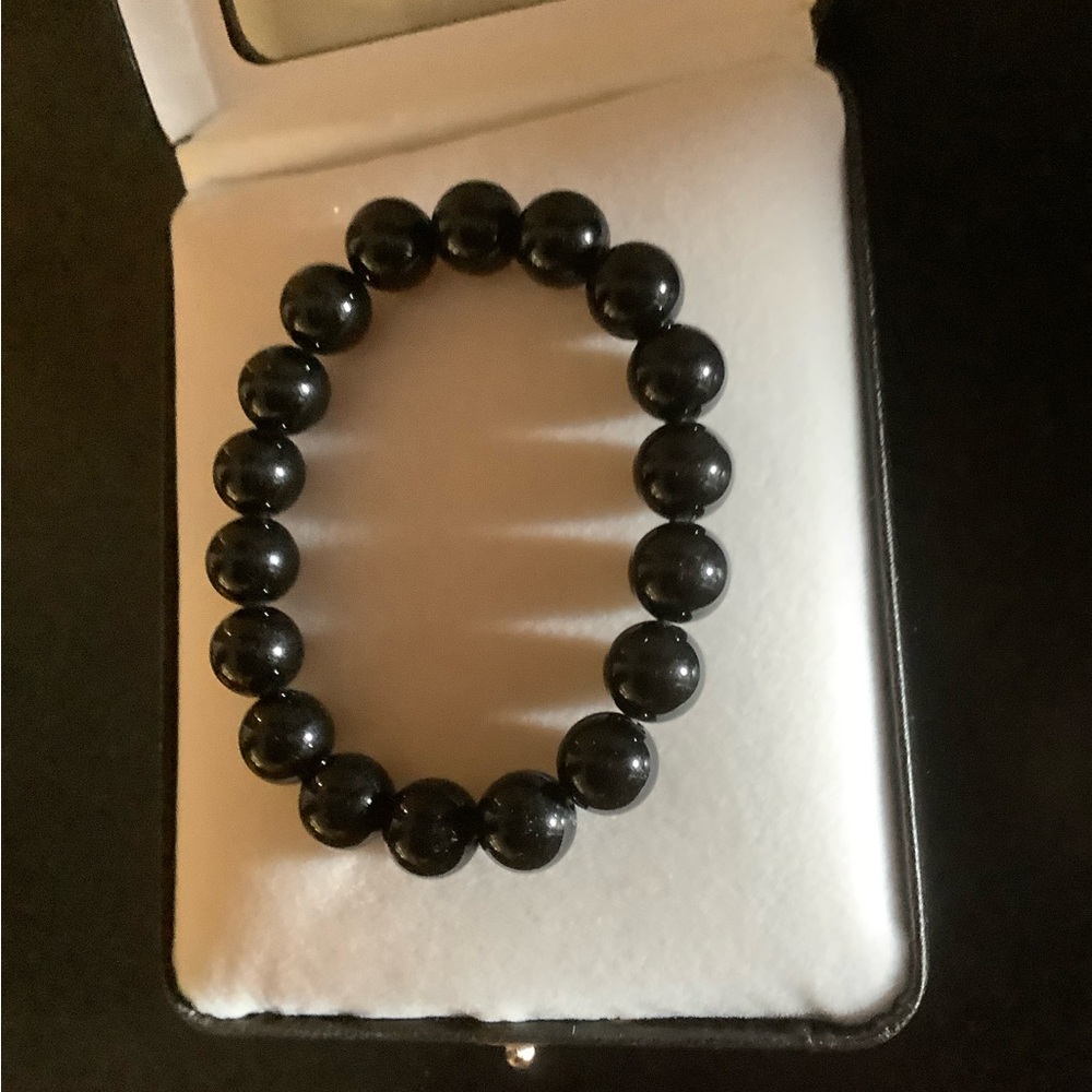 Black Obsidian Beaded Stretch Bracelet